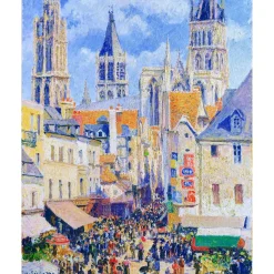Peinture au numéro : Rue de l'Épicerie, Rouen - Camille Pissarro - toile tendue sur châssis - Figured'Art