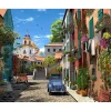 Peinture au numéro : Ruelle et 2 CV - toile tendue sur châssis - Figured'Art