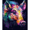 Peinture au numéro : Sanglier Coloré Abstrait - toile tendue sur châssis - Figured'Art