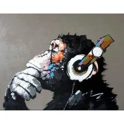 Peinture au numéro : Singe casque audio - sans châssis en bois - Figured'Art