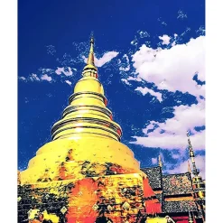 Peinture au numéro : Temple de Chiangmai - toile tendue sur châssis - Figured'Art