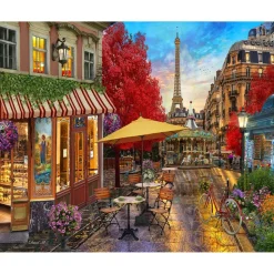 Peinture au numéro : Terrasse à Paris - sans châssis en bois - Figured'Art