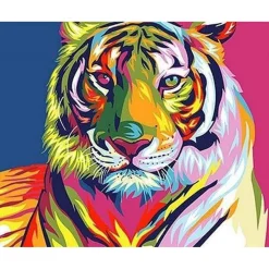 Peinture au numéro : Tigre Pop Art 2 - sans châssis en bois - Figured'Art