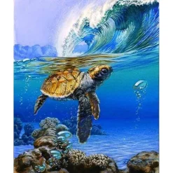 Peinture au numéro : Tortue marine - sans châssis en bois - Figured'Art