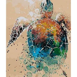 Peinture au numéro : Tortue - sans châssis en bois - Figured'Art