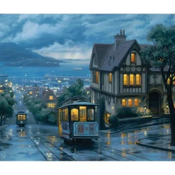 Peinture au numéro : Tramway au crepuscule - sans châssis en bois - Figured'Art