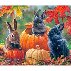 Peinture au numéro : Trio de lapins - toile tendue sur châssis - Figured'Art