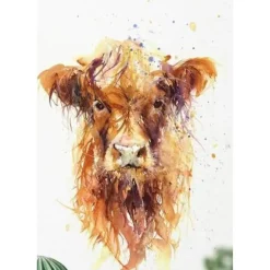 Peinture au numéro : Vache marron aux poils longs - sans châssis en bois - Figured'Art