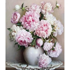 Peinture au numéro : Vase de Pivoines - sans châssis en bois - Figured'Art