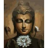 Peinture au numéro : Visage de Bouddha et fleur de Lotus - sans châssis en bois - Figured'Art