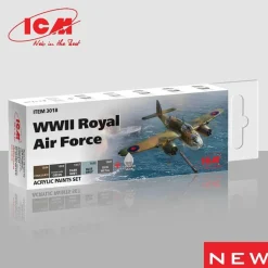 Peintures acryliques pour Royal Air Force WWII - 6 x 12 ml - ICM
