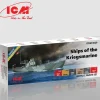 Peintures acryliques pour bateaux de la Kriegsmarine WWII - 6 x 12 ml - ICM