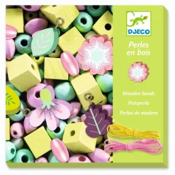 Perles bois : Feuilles et fleurs - Djeco