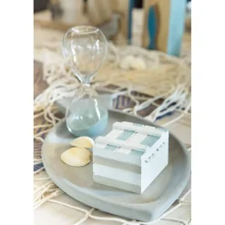 Petit coffre marin en bois blanchi/ciel rectangle 6,5cm - RueDeLaFete
