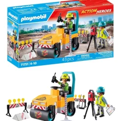 Playmobil 71751 : Ouvriers avec rouleau compresseur et signalisation - Playmobil