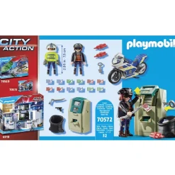 Playmobil 70572 City Action - Les policiers : Police Policier avec moto et voleur - Playmobil