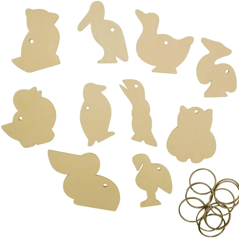 Porte-clés en bois Oiseaux set de 10 - Eduplay