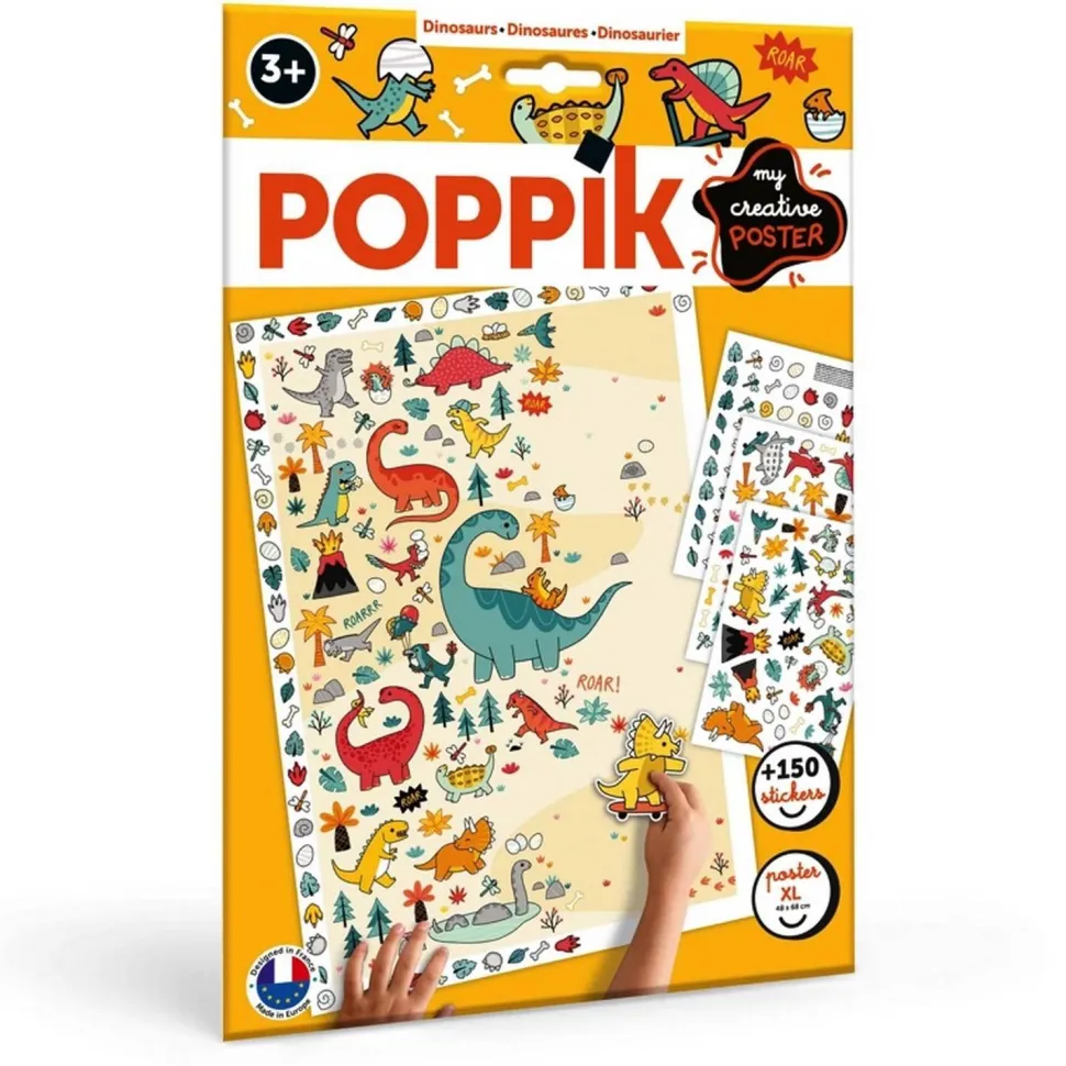 Poster créatif + 150 stickers : DINOSAURES - Poppik