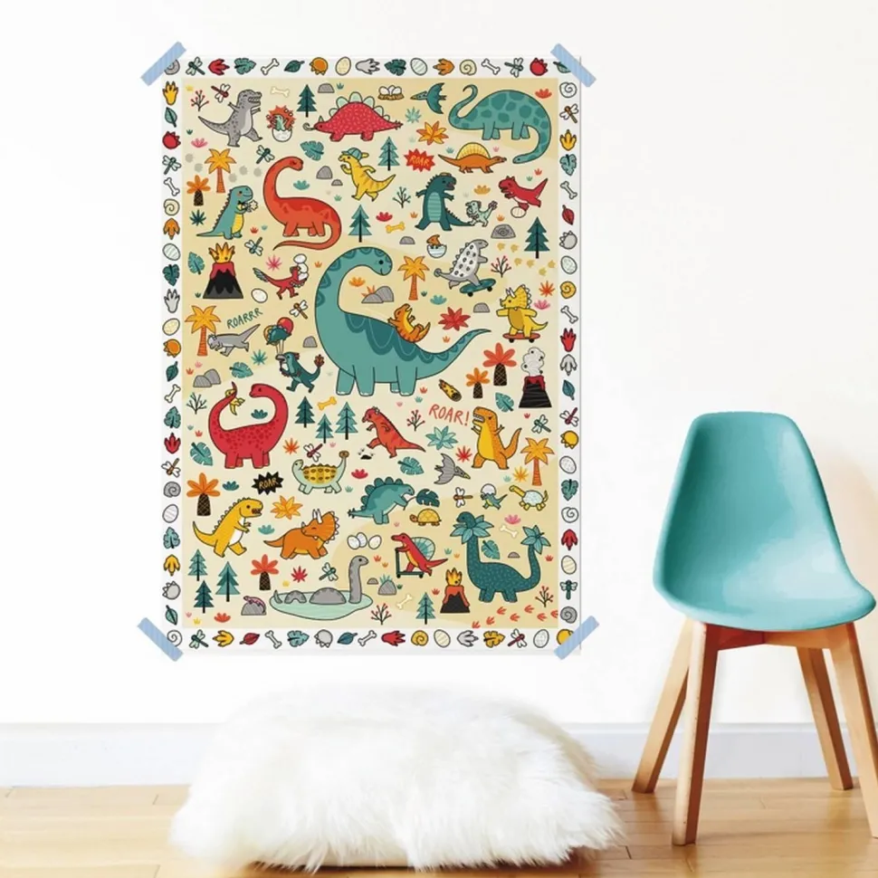 Poster créatif + 150 stickers : DINOSAURES - Poppik