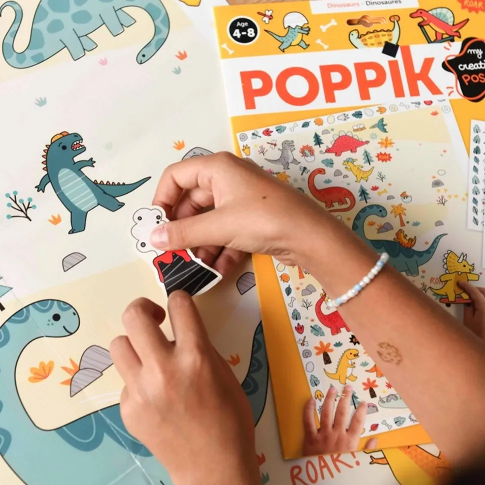 Poster créatif + 150 stickers : DINOSAURES - Poppik