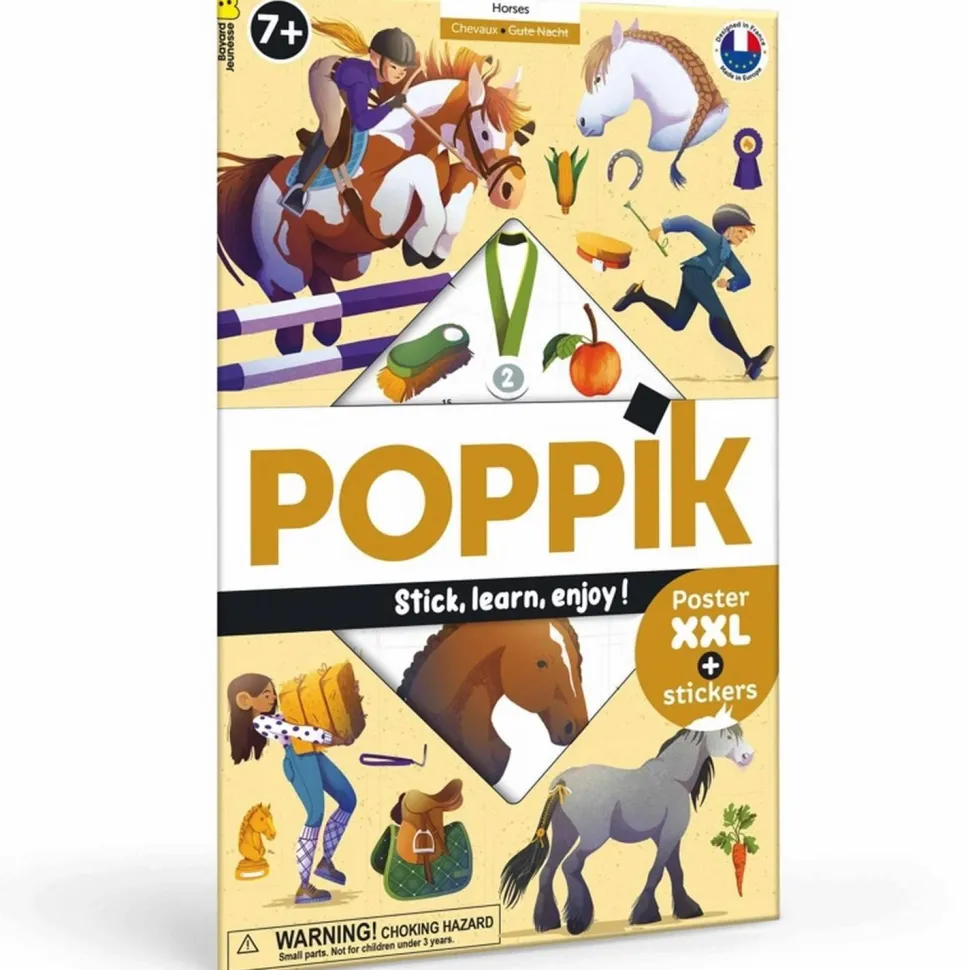 Poster pédagogique + 49 stickers : LES CHEVAUX - Poppik