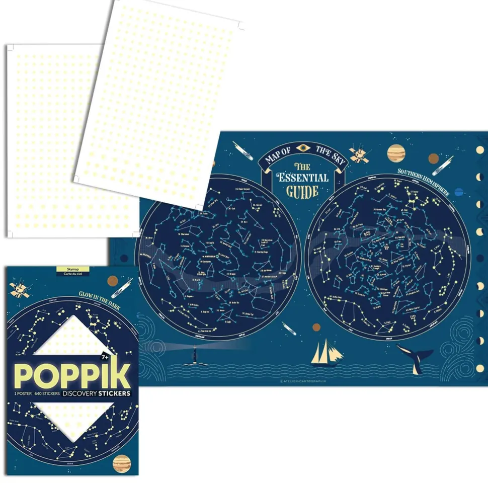Poster pédagogique et stickers : Étoiles phosphorscentes - Poppik
