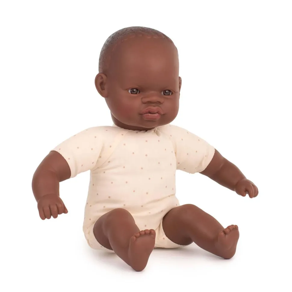 Poupée Bébé Africain avec corps en tissu 32cm - Miniland