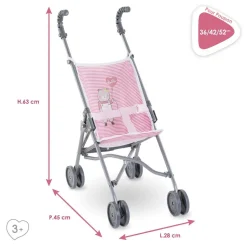 Poussette canne Rose pour poupon 36/42/52 cm - Corolle
