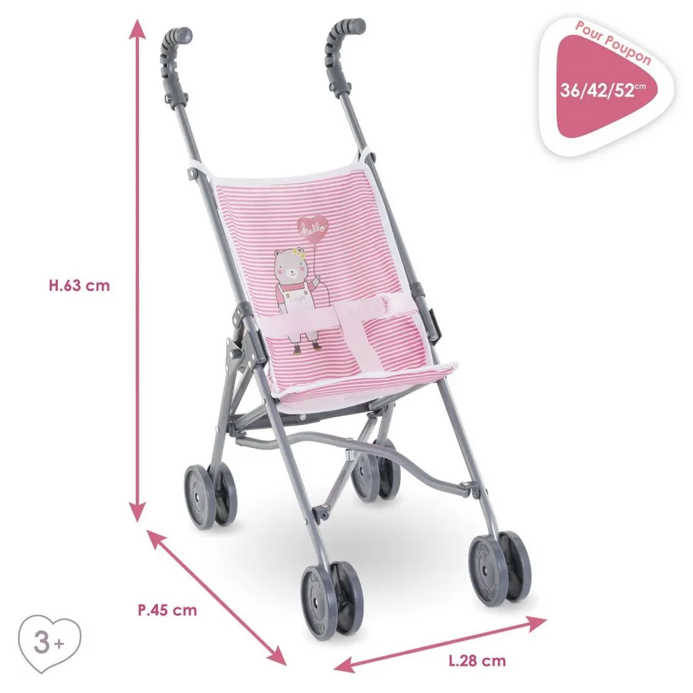 Poussette canne Rose pour poupon 36/42/52 cm - Corolle