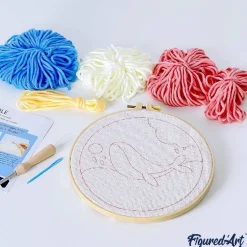 Punch Needle : Arc en ciel et Nuages - avec cadre - Figured'Art