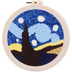 Punch Needle : Belle Nuit Etoilée - avec cadre - Figured'Art