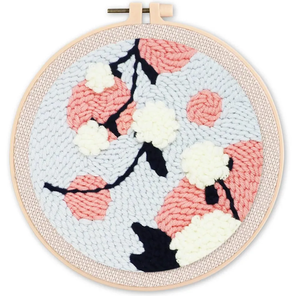 Punch Needle : boules de Gui - avec cadre - Figured'Art