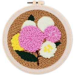 Punch Needle : Bouquet de Fleurs - avec cadre - Figured'Art