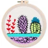 Punch Needle : Cactus sur fond blanc - avec cadre - Figured'Art