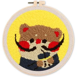 Punch Needle : Chat aux grandes Moustaches - avec cadre - Figured'Art