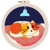 Punch Needle : Chat dans son couffin - avec cadre - Figured'Art
