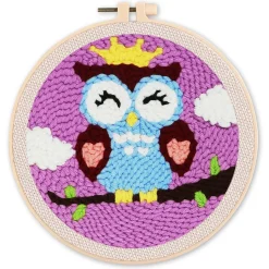 Punch Needle : Chouette endormie - avec cadre - Figured'Art