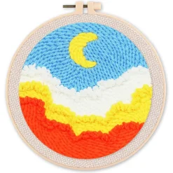 Punch Needle : Ciel et Nuage - avec cadre - Figured'Art