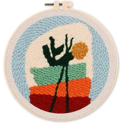 Punch Needle : Composition Florale 1 - avec cadre - Figured'Art