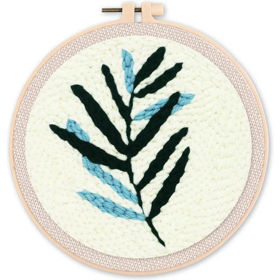 Punch Needle : Feuille bi-colore - avec cadre - Figured'Art