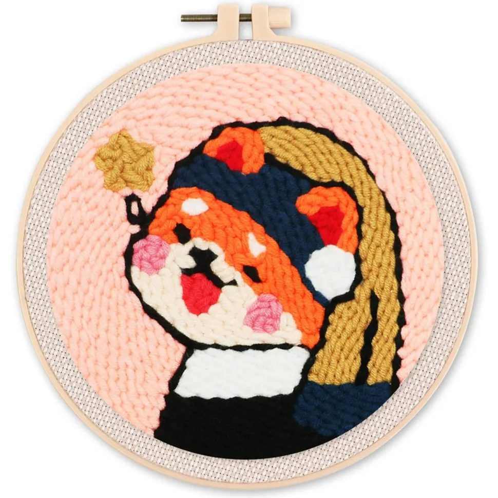 Punch Needle : Fille à la Perle - avec cadre - Figured'Art