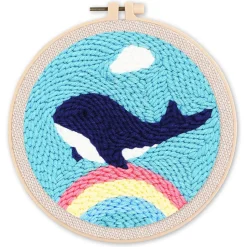 Punch Needle : La Baleine bleue - avec cadre - Figured'Art