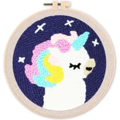 Punch Needle : Licorne gracieuse - avec cadre - Figured'Art