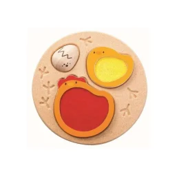 Puzzle à encastrement en bois Poule-Oeuf : Le Toucher - Plan Toys