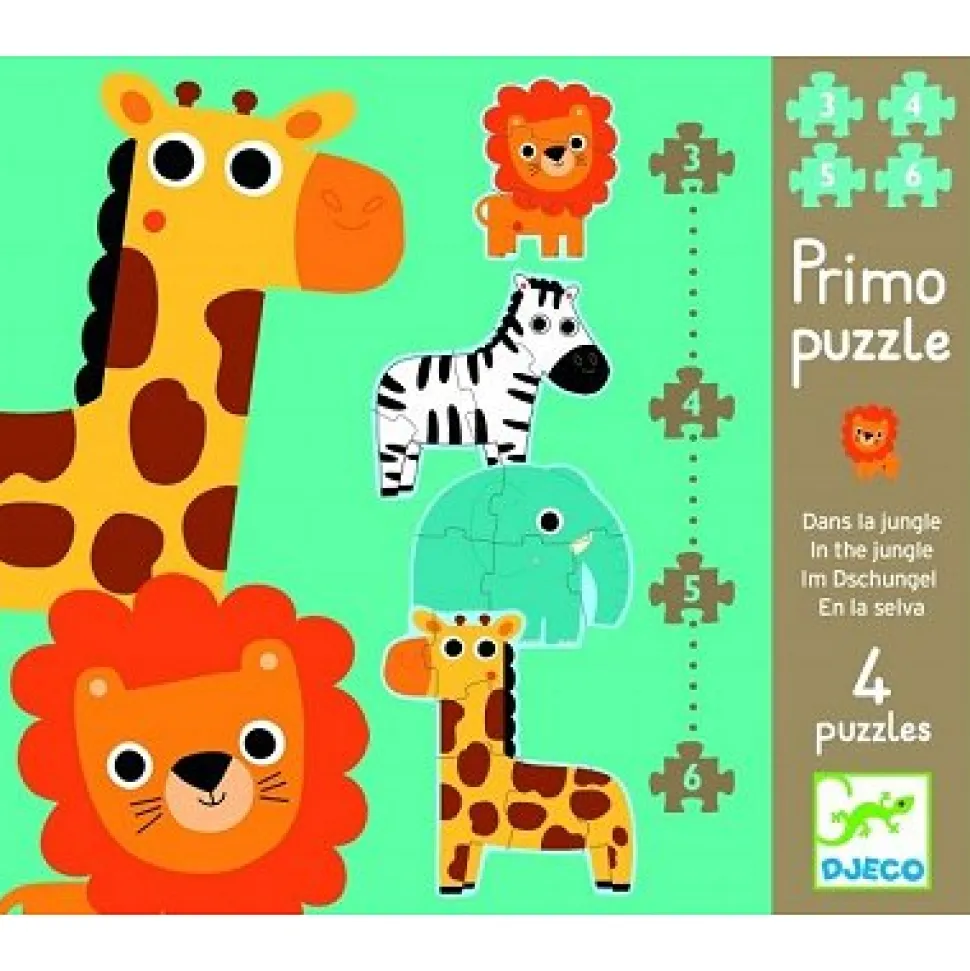Puzzle 18 pièces - 4 puzzles : Dans la jungle - Djeco