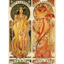 Puzzle 1000 pièces - Alphonse Mucha : Moet et Chandon, crémant impérial - DToys