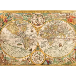 Puzzle 2000 pièces : Ancienne carte du monde - Clementoni