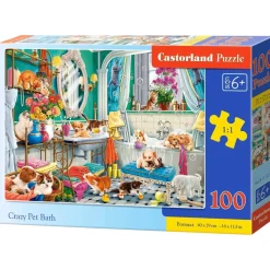Puzzle 100 pièces : Bain pour animaux de compagnie - Castorland