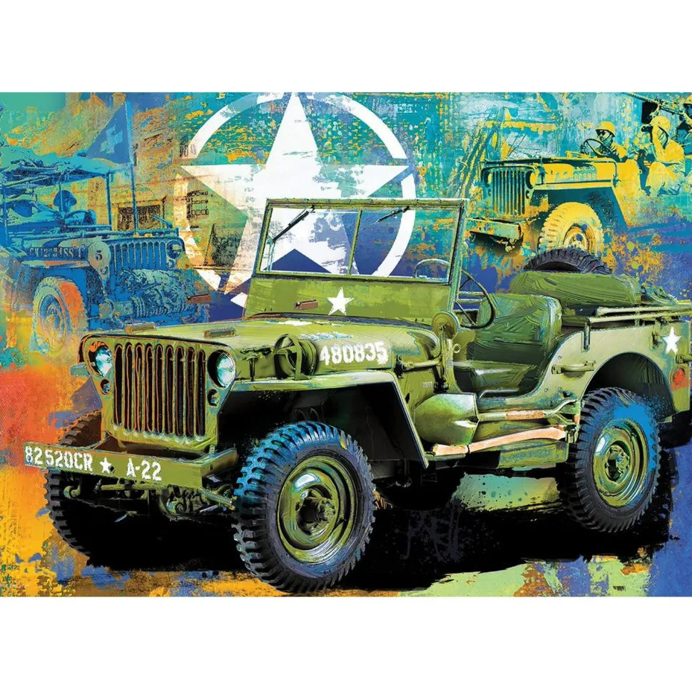 Puzzle 550 pièces : Boîte metallique : Jeep Militaire - Eurographics