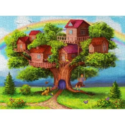Puzzle 1000 Pièces : Cabanes dans les arbres - EnjoyPuzzle